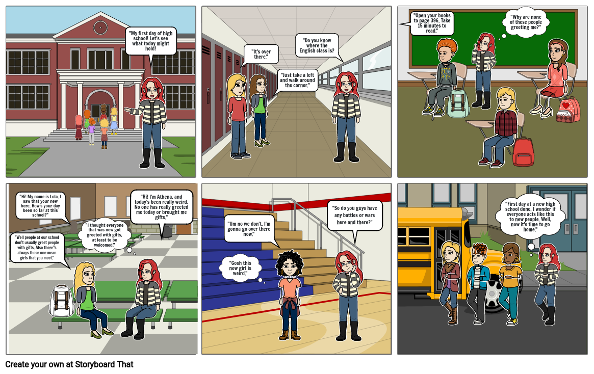 Athena's day in the life at highschool Storyboard