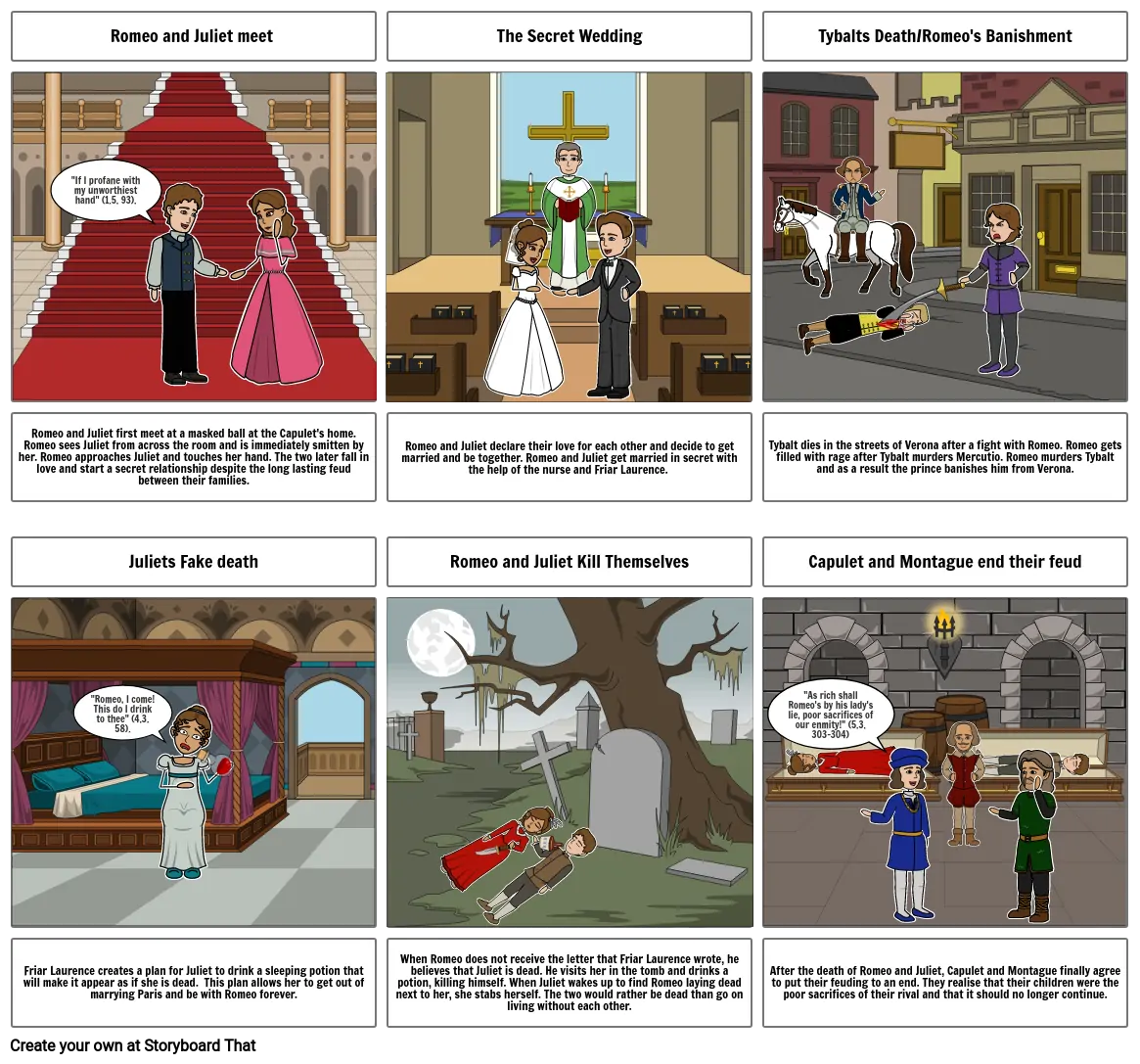 Romeo and Juliet Comic Strip
