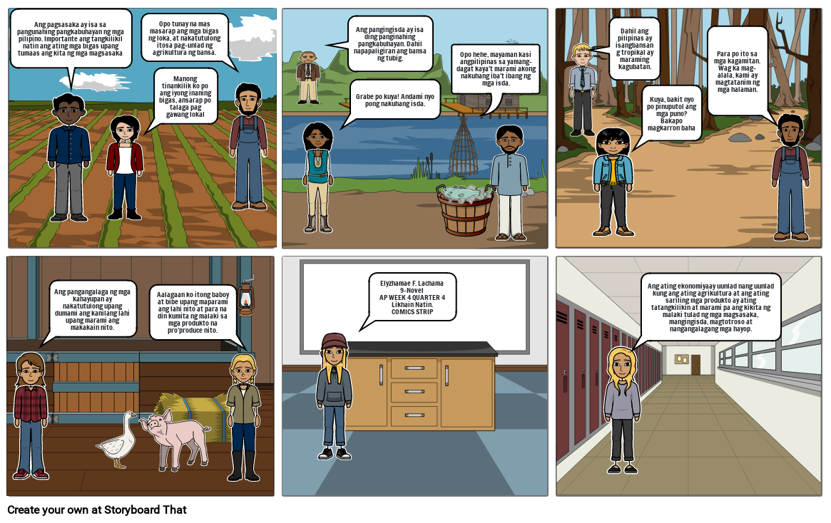 comic strip na nagpapahayag ng limang pagpapahalaga sa sektor  ng agrikultu