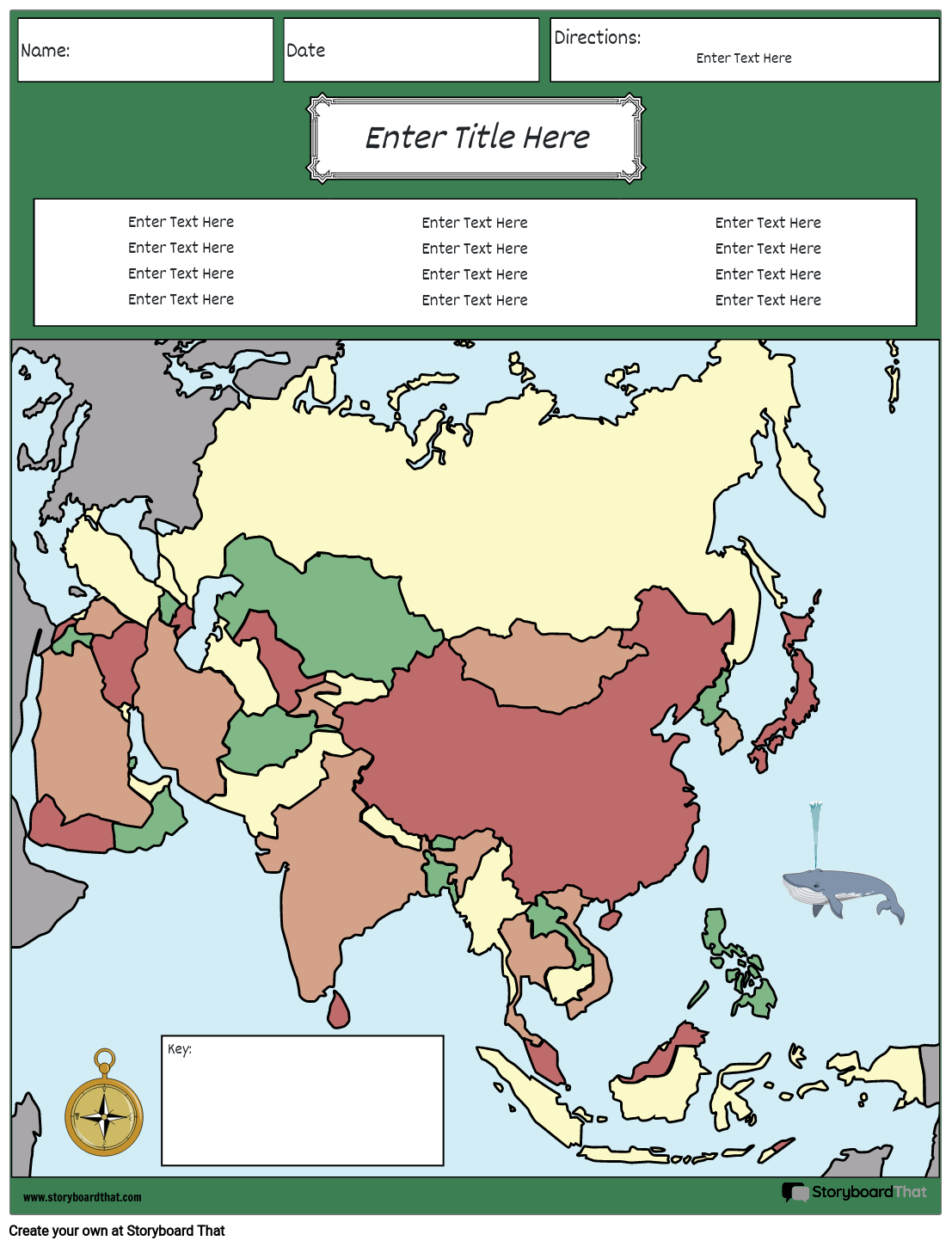 Aasian ja Lähi-idän Kartta Storyboard von fi-examples