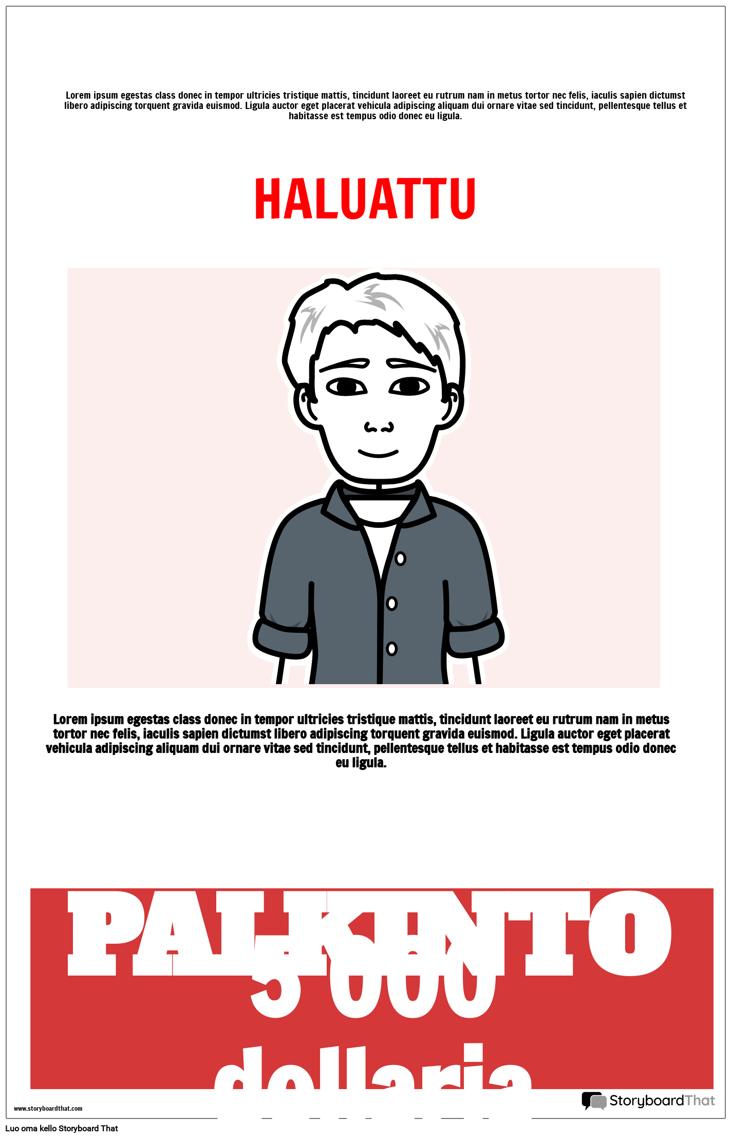 Halusin julisteen palkinnolla Storyboard par fi-examples