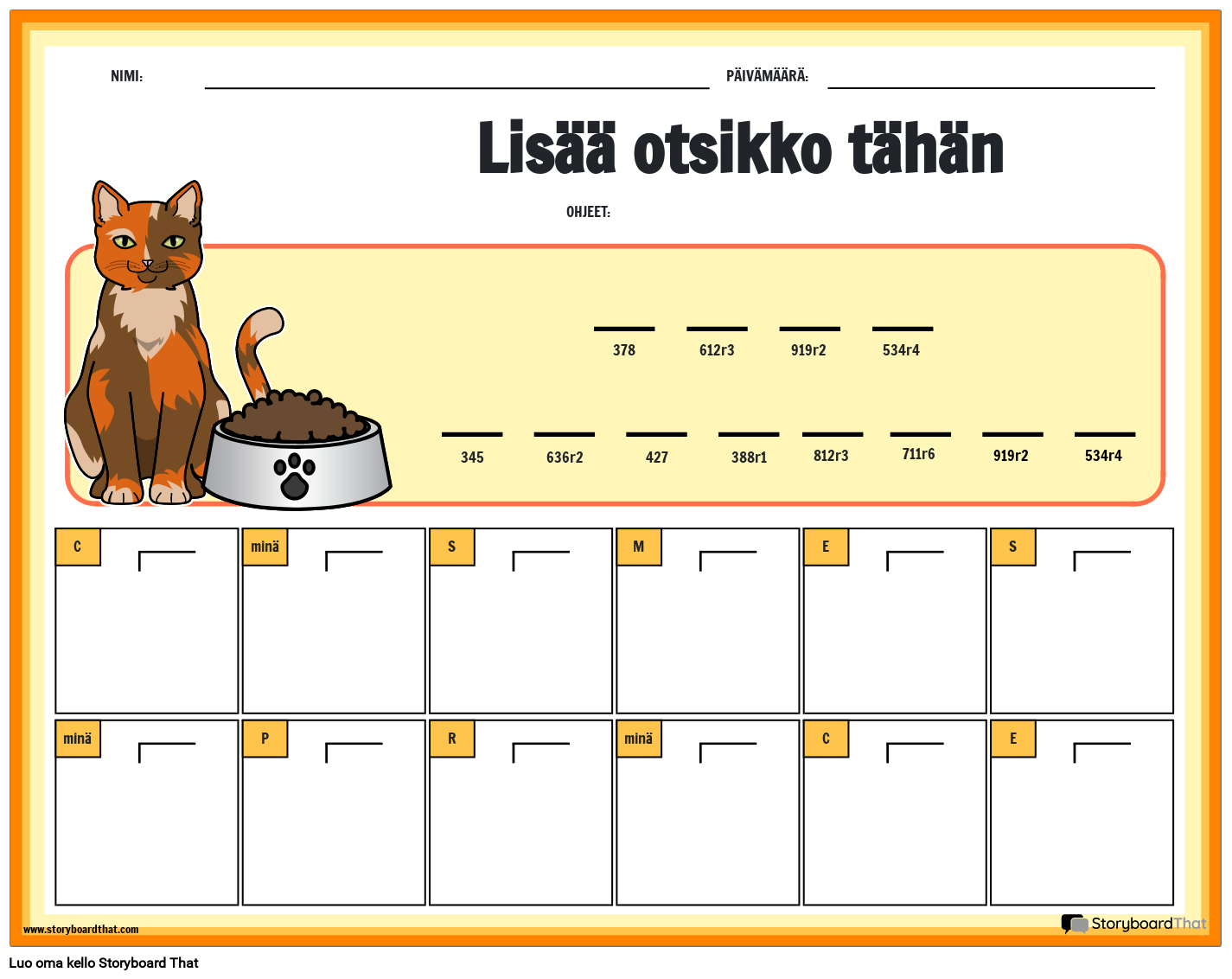 kissan-aamiainen-math-riddle-teht-v-storyboard