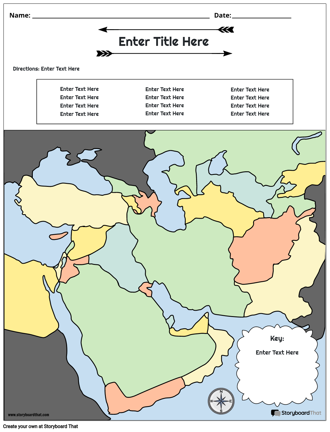 Lähi-idän Kartta Storyboard von fi-examples