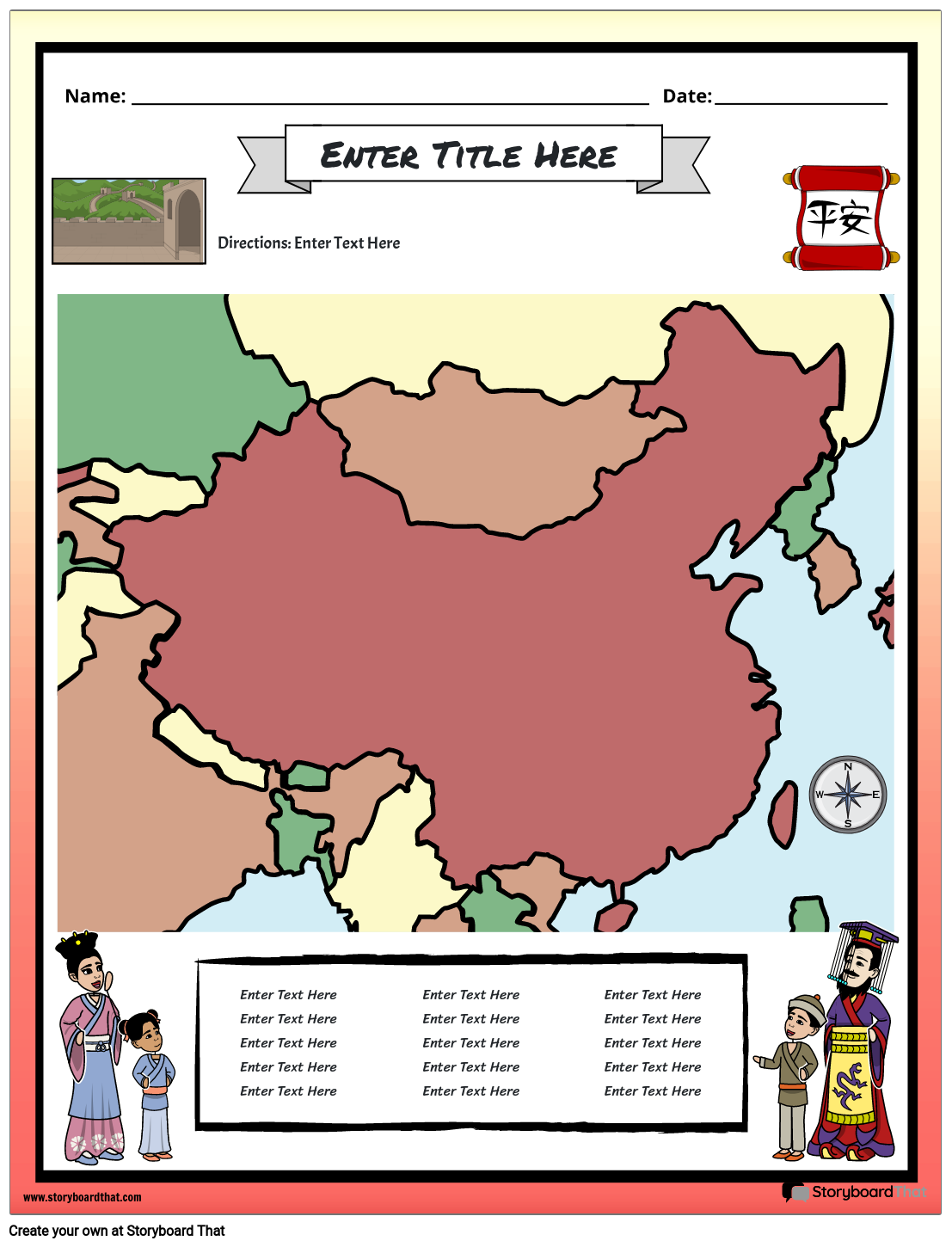 Muinaisen Kiinan Kartta Storyboard o fi-examples