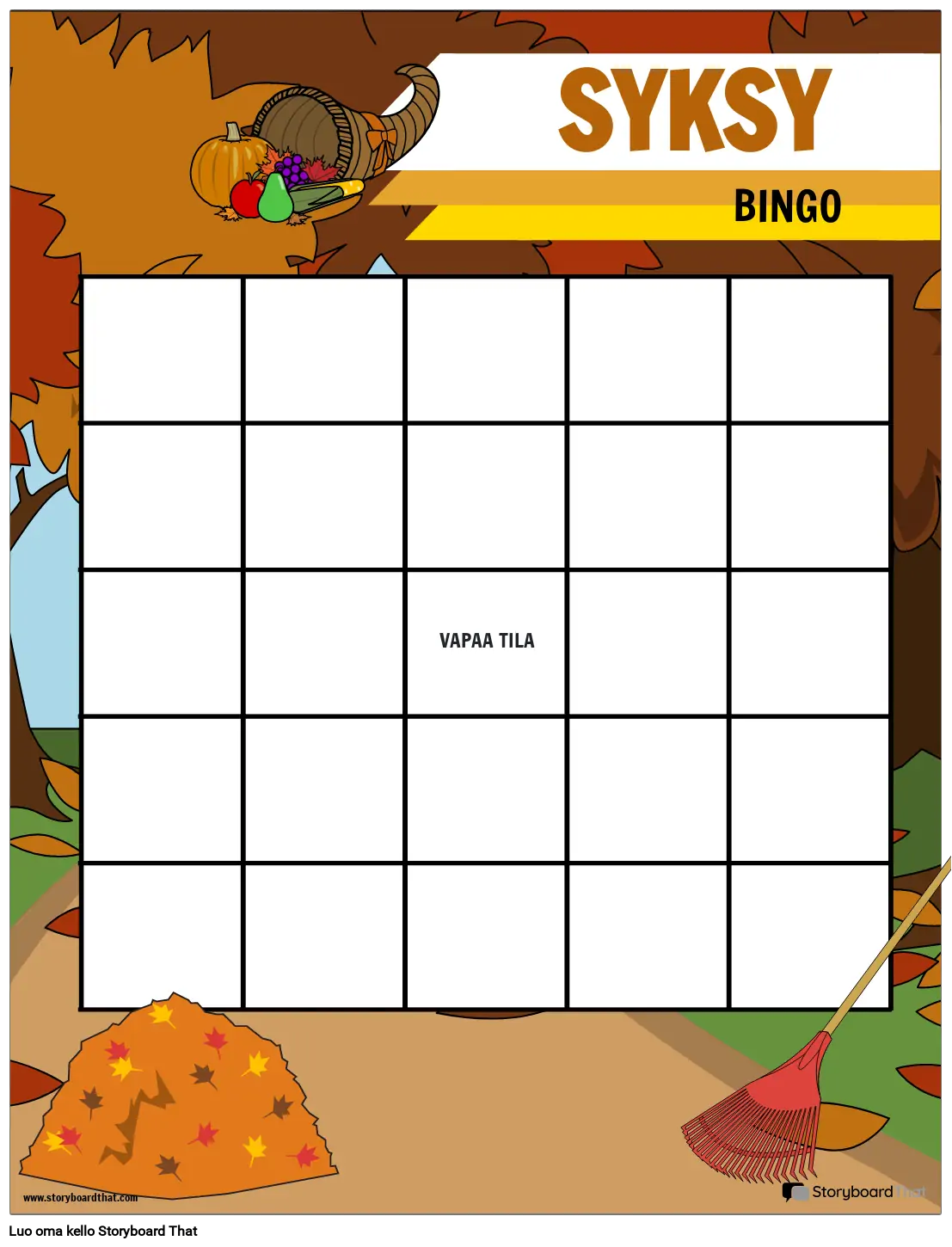 Tulostettava Syysteemainen Bingokortti Storyboard Tulostettava Syysteemainen Bingokortti Storyboard