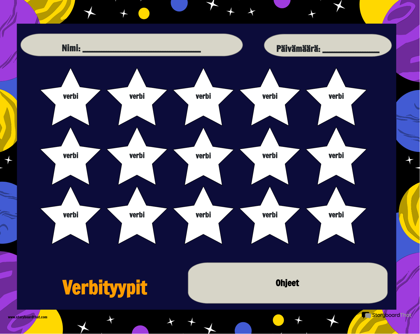 V rit Stars Verb Tense Tulostettava Storyboard V rit Stars Verb Tense Tulostettava Storyboard