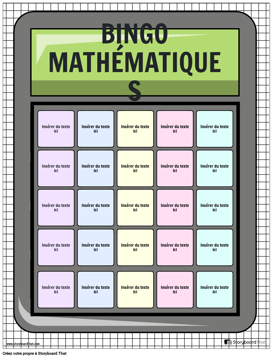 Activit amusante de bingo math matique storyboard