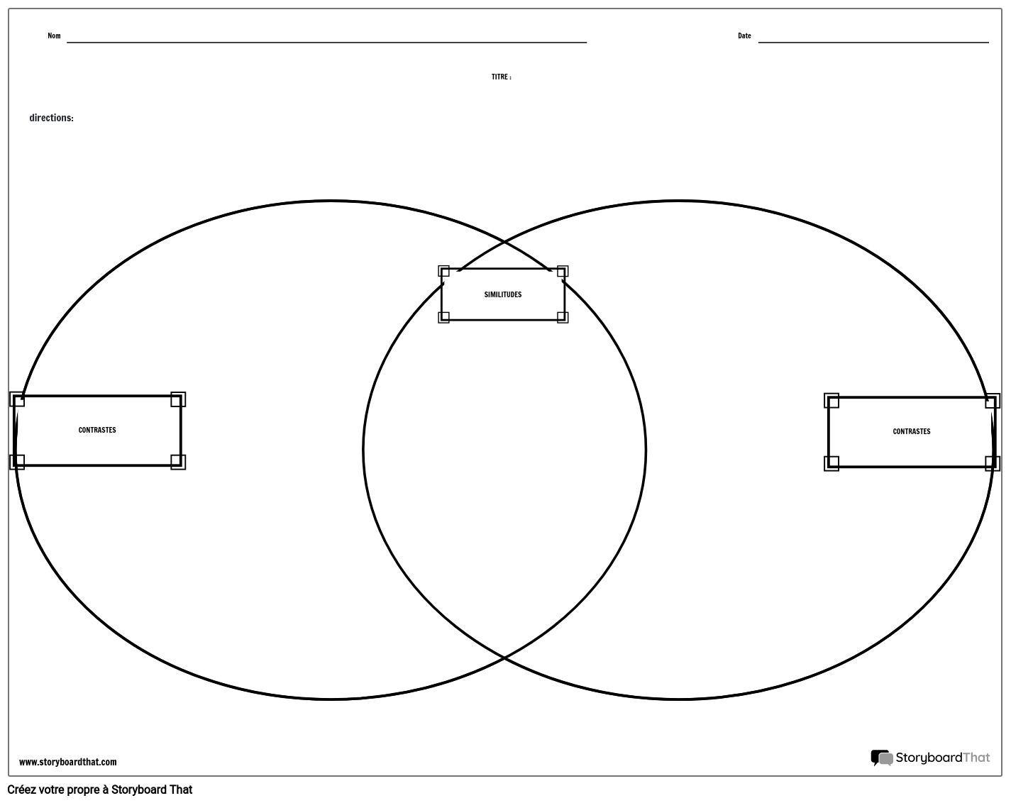 Comparer Le Diagramme De Venn De Contraste Storyboard