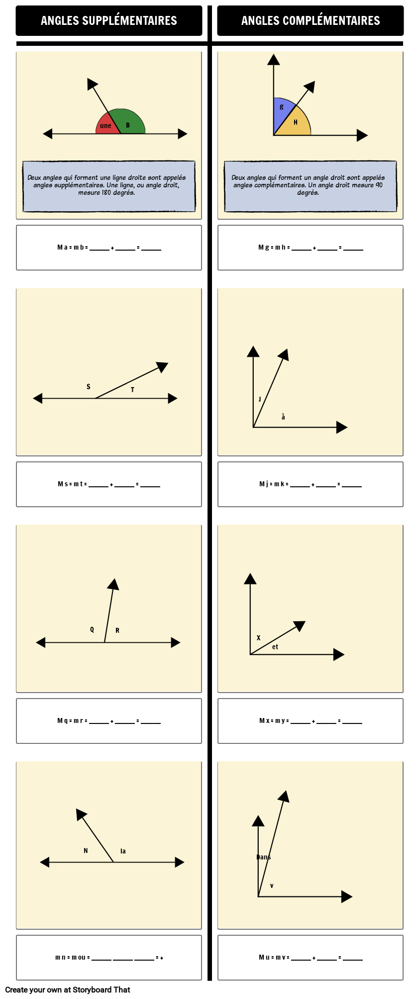Complémentaires et Complémentaires Storyboard por fr-examples