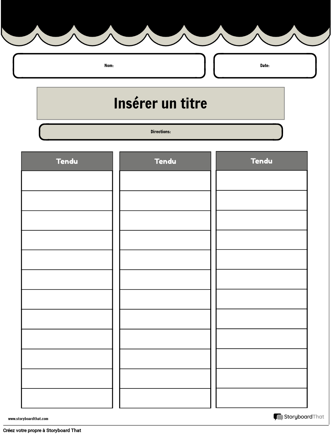 Compl tez le Tableau des Temps des Verbes en Noir et Blanc