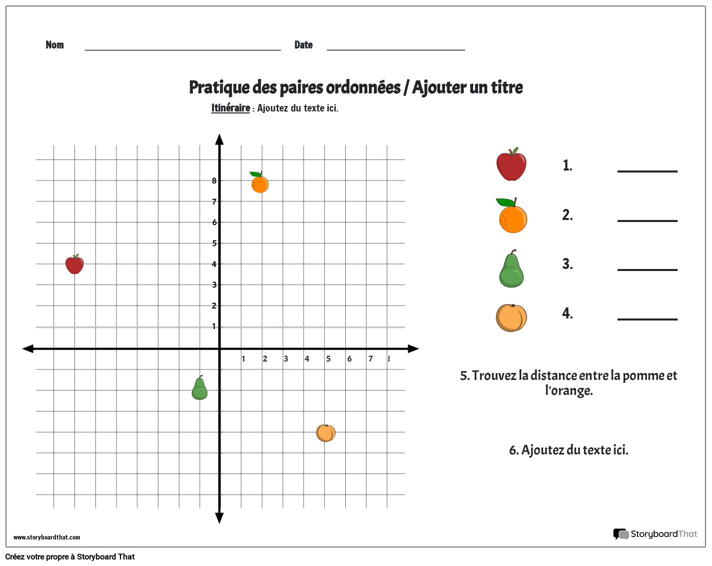 coordonne-la-feuille-de-travail-avec-des-fruits