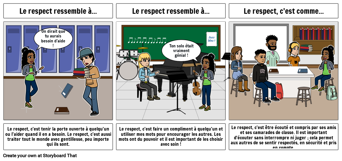 Exemple de Respect en Action Storyboard par fr-examples