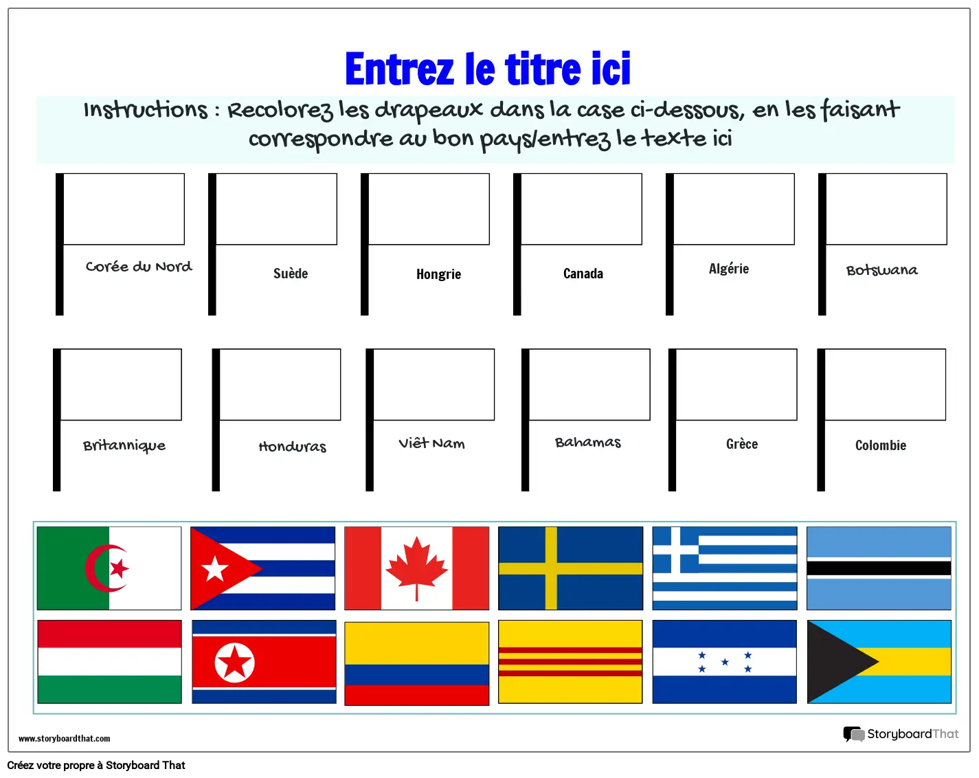 Feuille de travail pour repeindre le drapeau