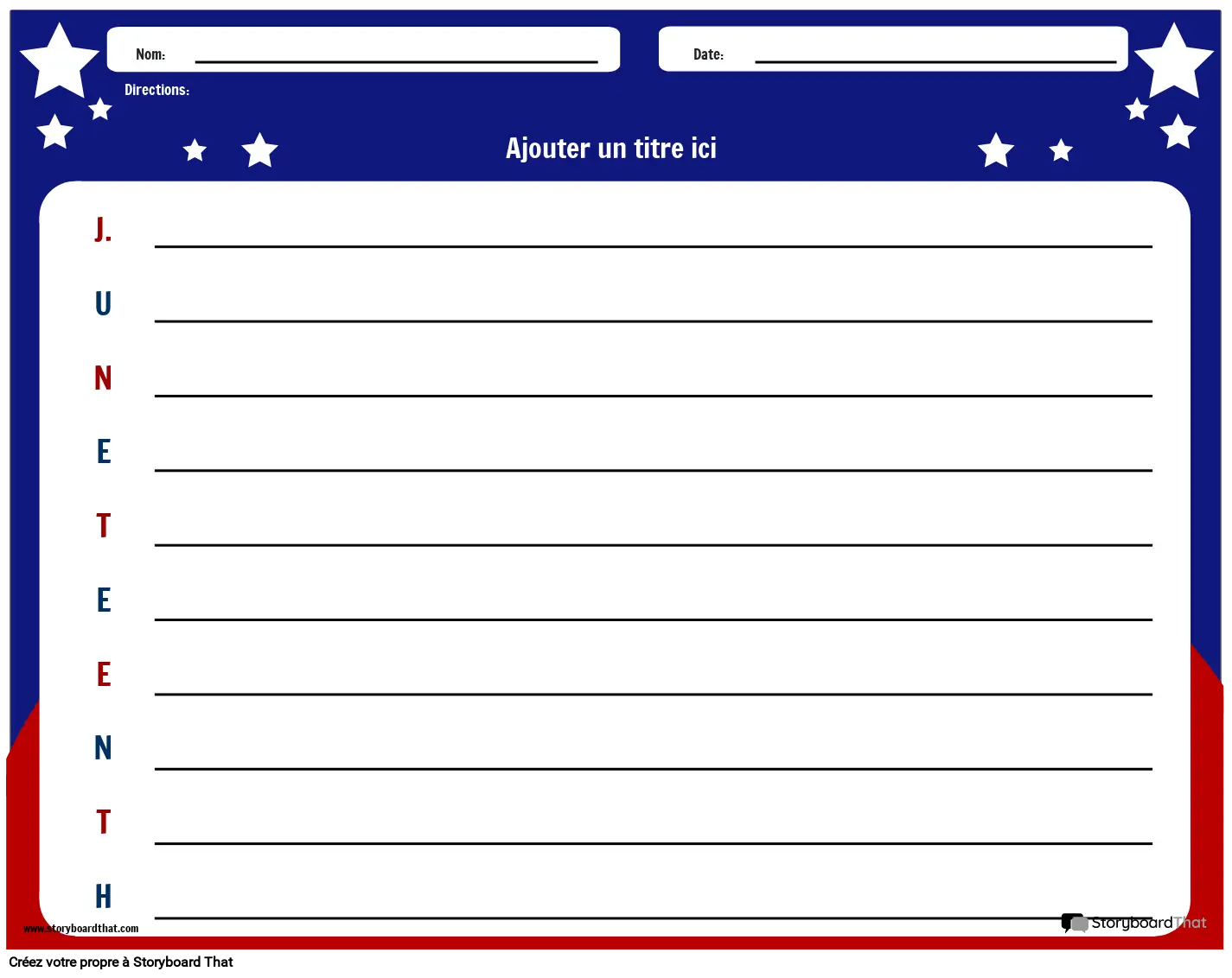 Feuille de Travail sur le Poème Acrostiche du Dix-neuvième Juin