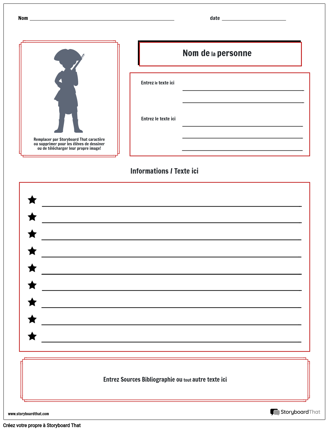 Fiche De Travail Biographique Storyboard Par Fr Examples