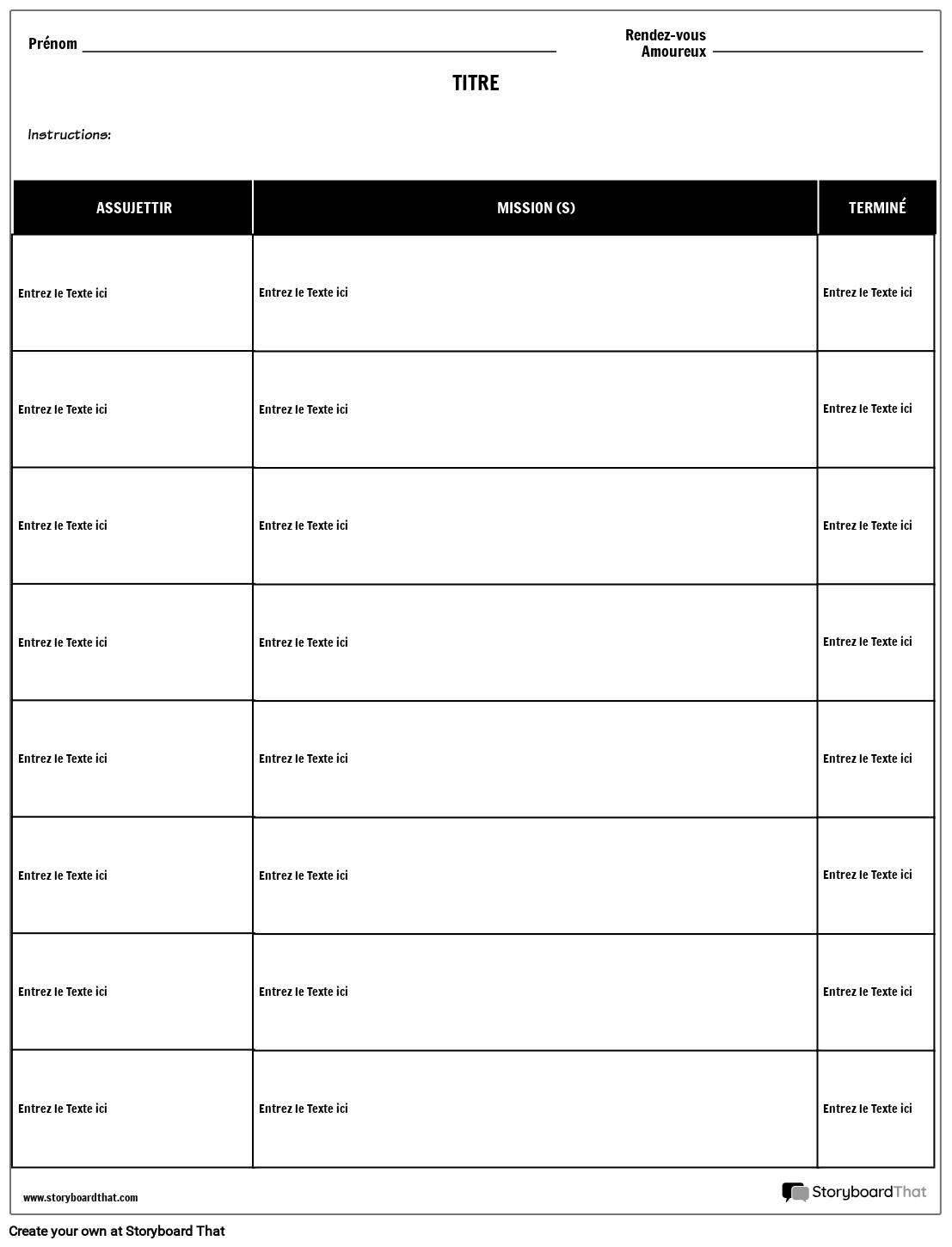Missions Storyboard por fr-examples