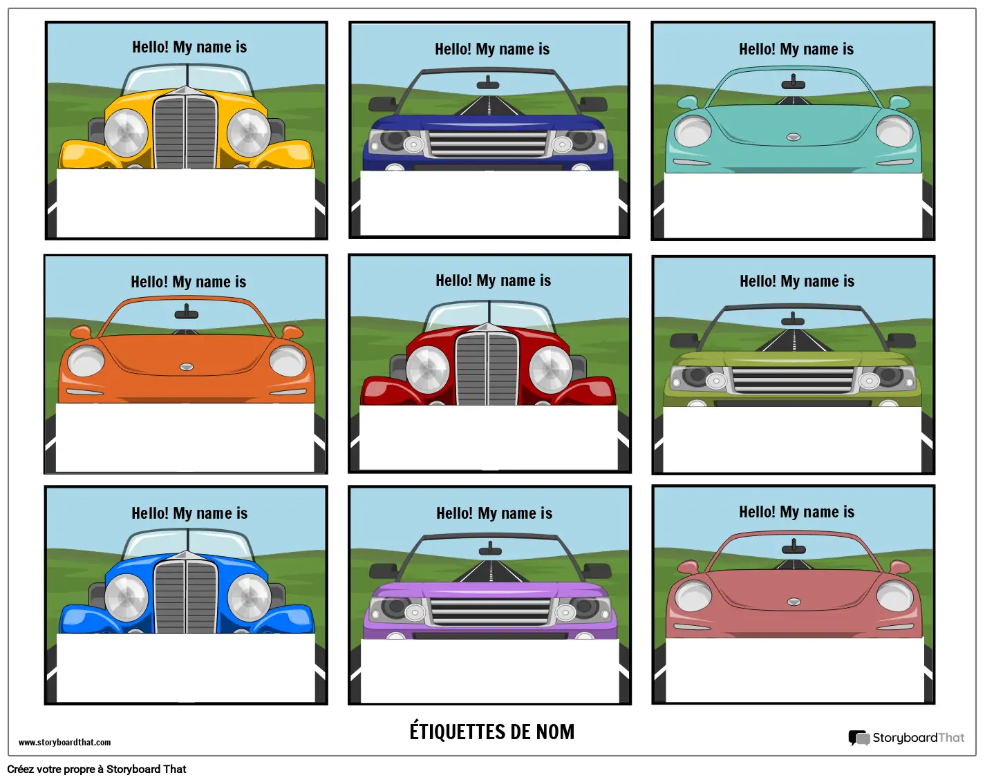 Modèle D&#39;étiquette de nom de Voiture Imprimable