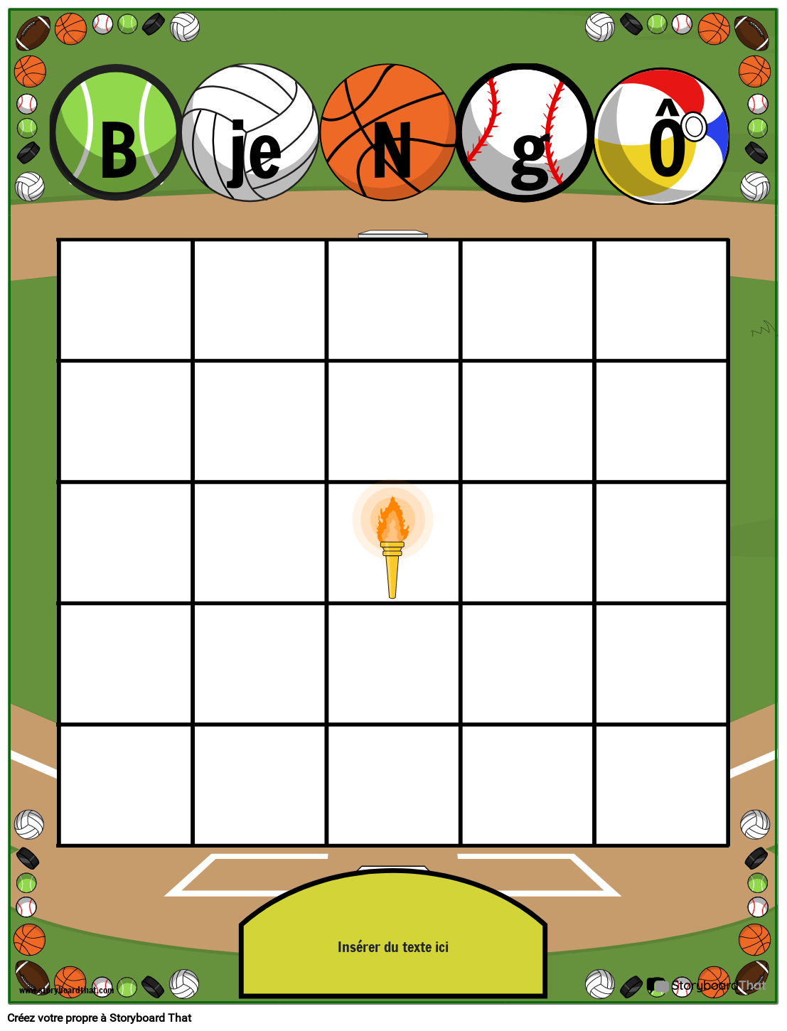 Modèle de Carte de Bingo à Thème Sportif Storyboard