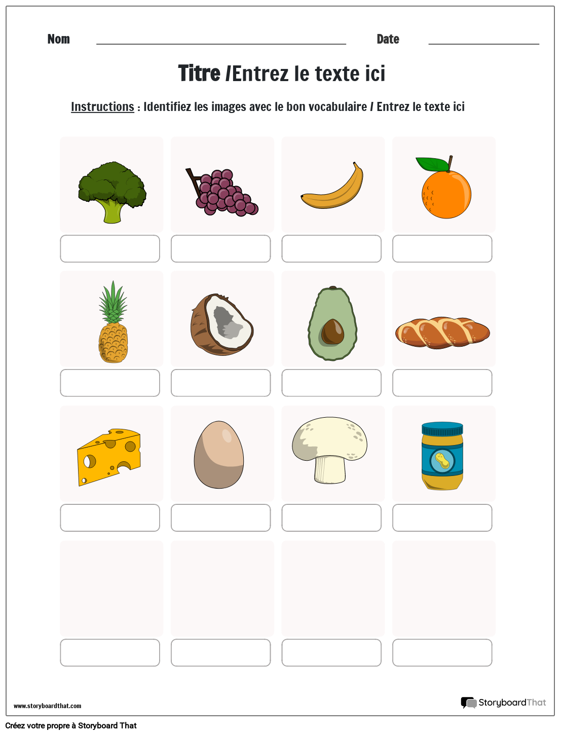 Mod le de vocabulaire d identification storyboard