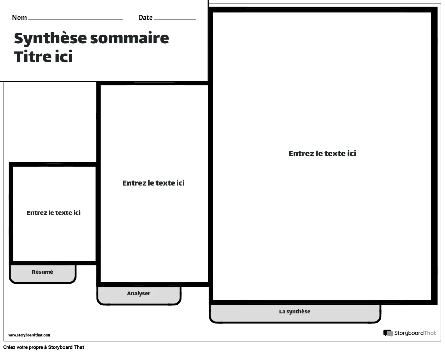 Nouveau modèle de résumé et de synthèse de page de création 3 (noir et blan