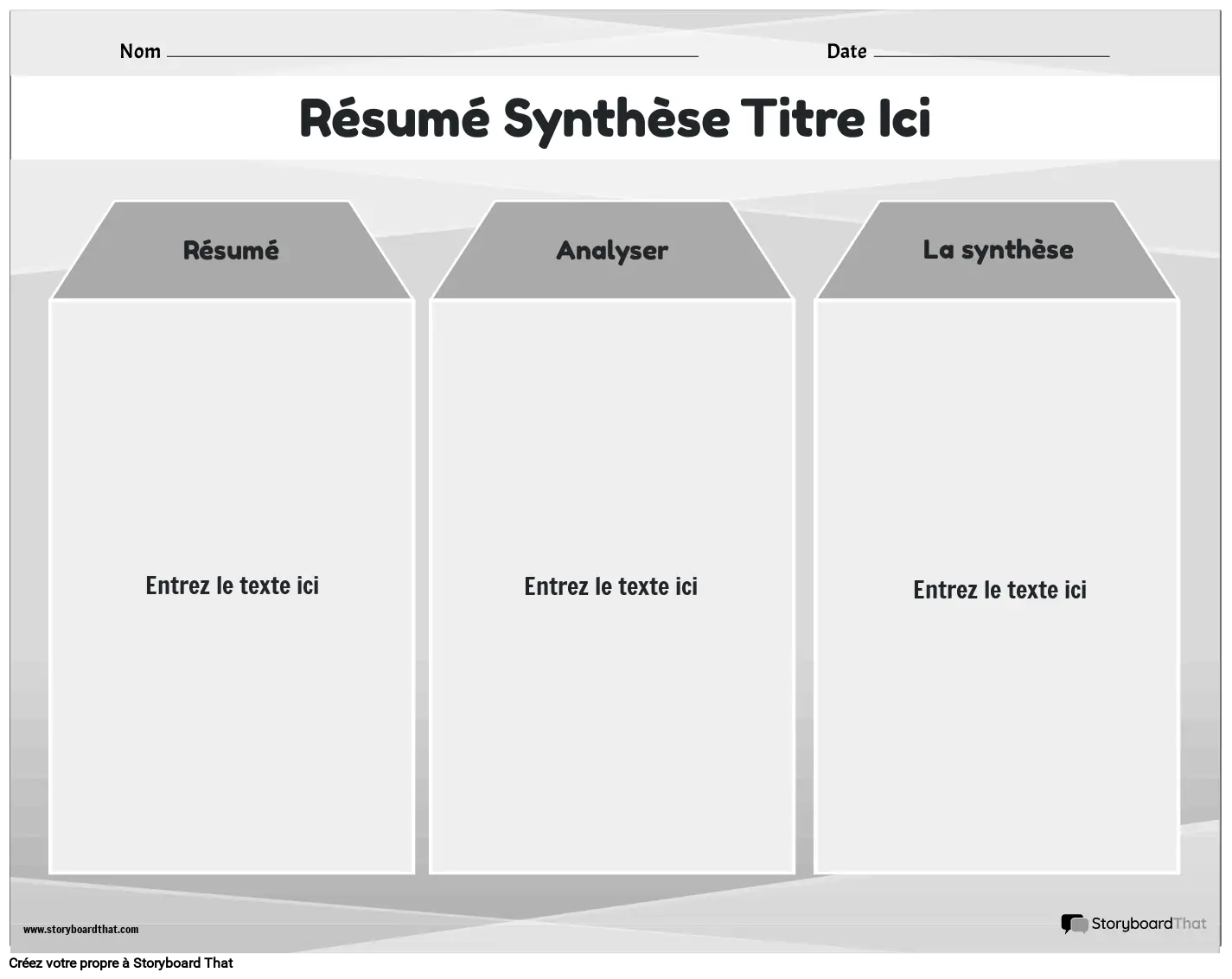 Nouveau modèle de résumé et de synthèse de page de création 4 (noir et blan