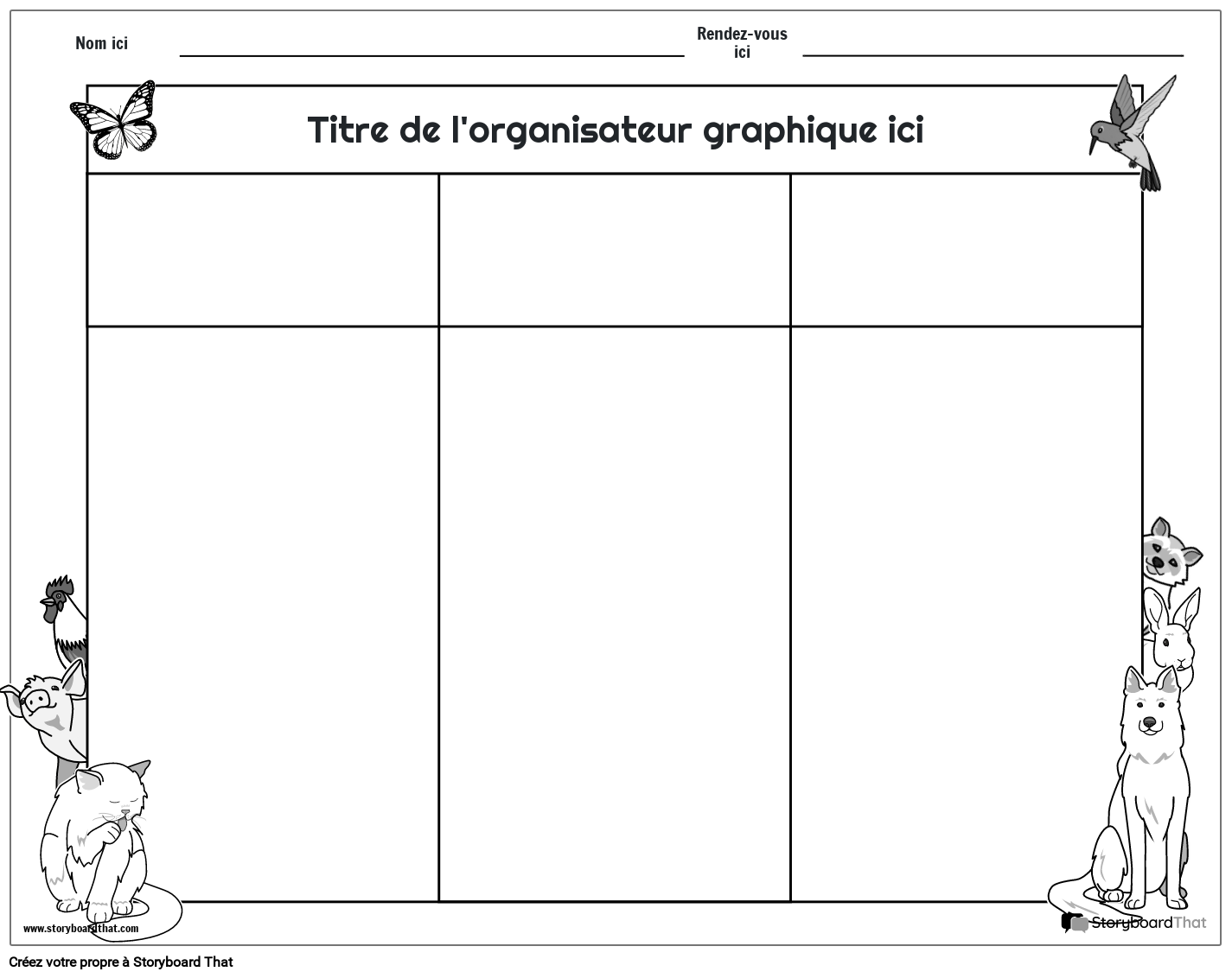 Nouvel organisateur graphique général de page de création 3 (noir et blanc)