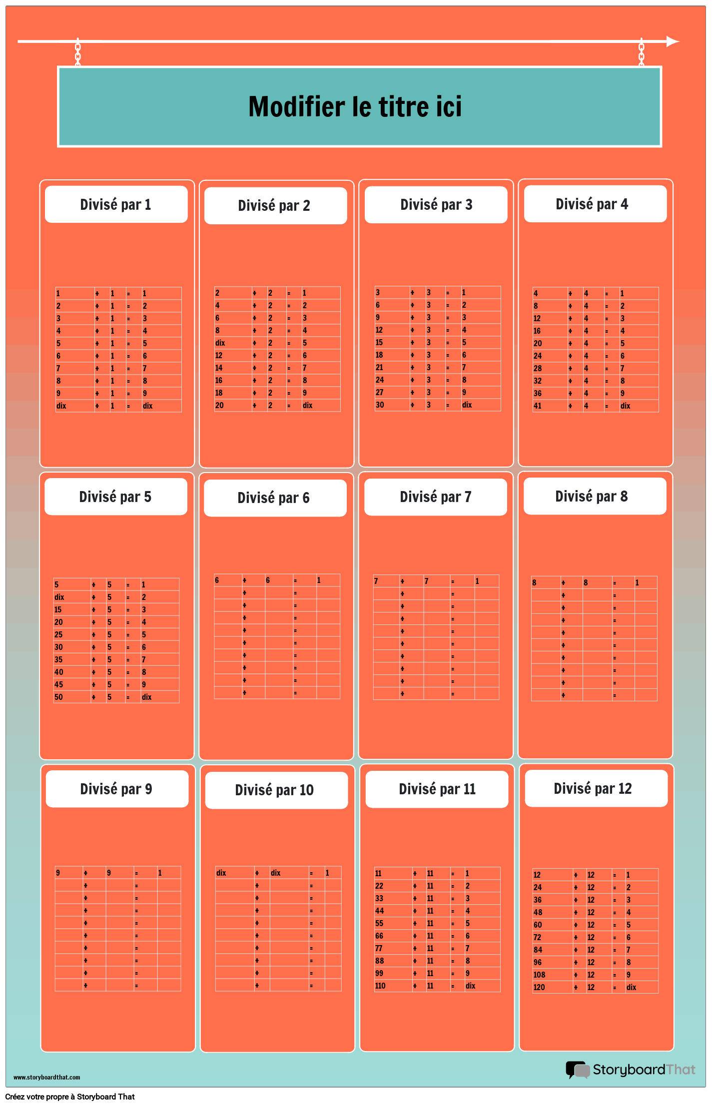 Tableau de division de d grad poster storyboard