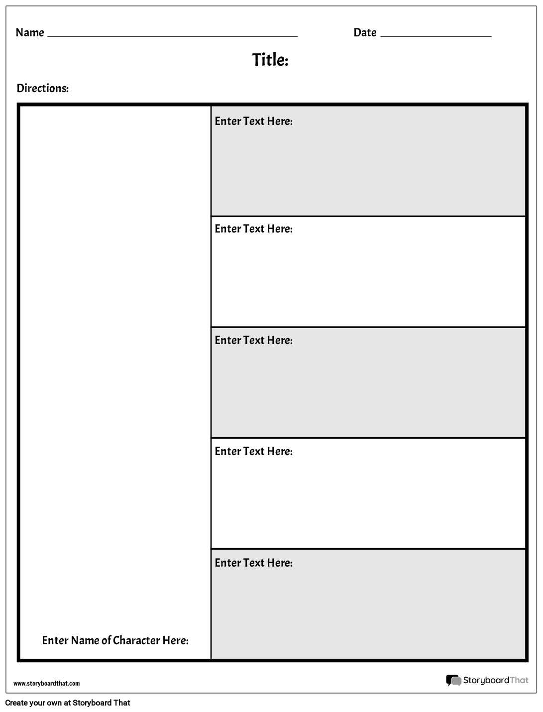 Tableau des Personnages - 5 Questions