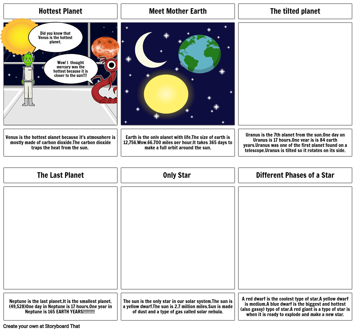 Solar System Time Storyboard by gnavya