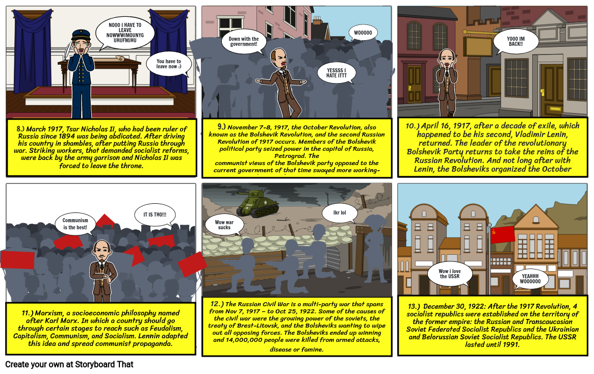 Russian Revolution Comic Strip Storyboard by hcoronado