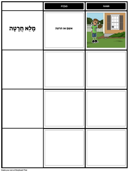 פיגומים אוצר מילים