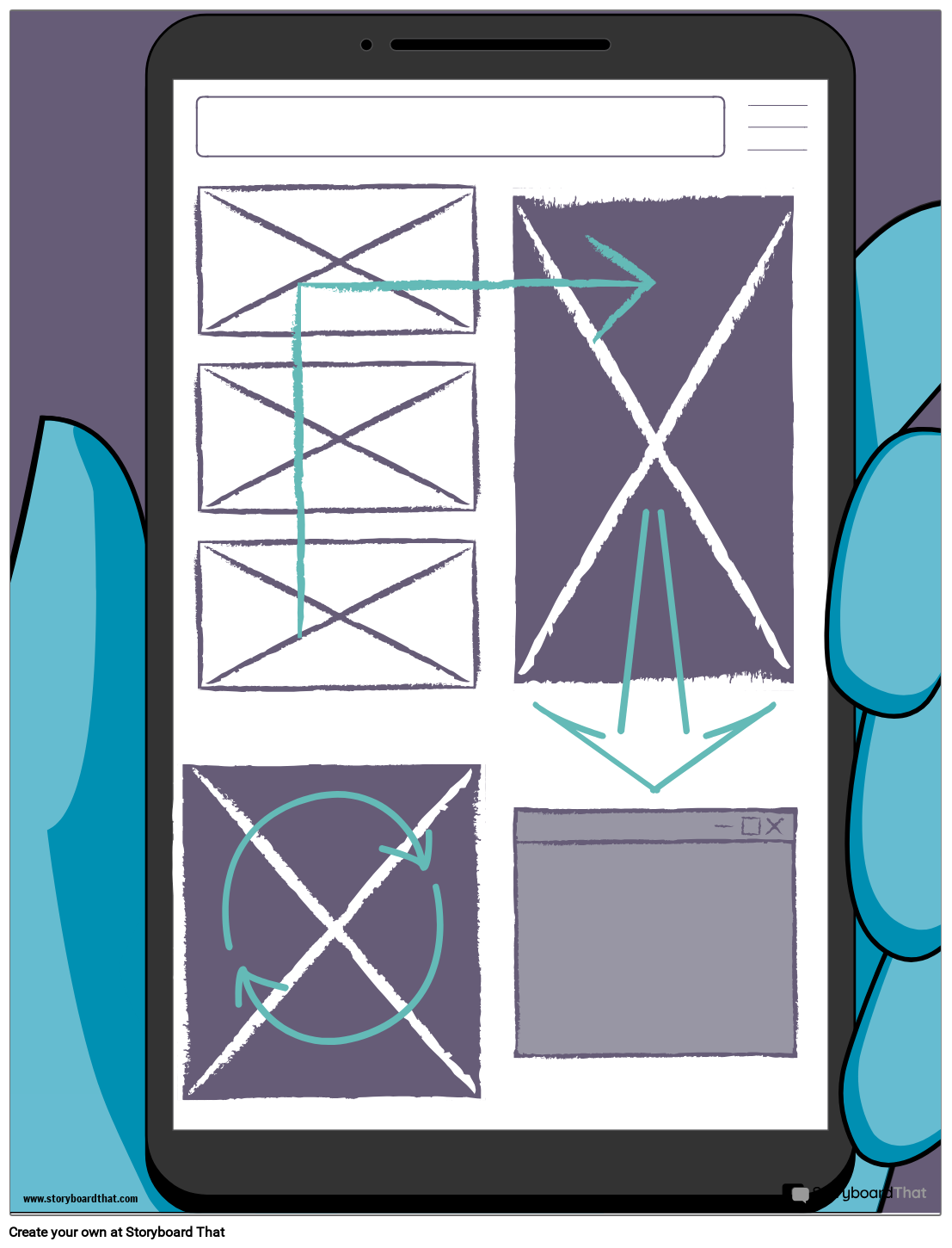 Sketch Wireframe 3 Storyboard por he-examples
