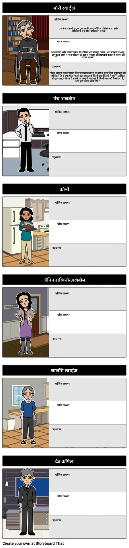 मॉरीडे के साथ मंगलवार के लिए अक्षर मानचित्र