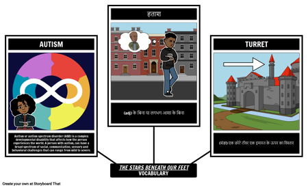 हमारे पैरों के नीचे के सितारे शब्दावली