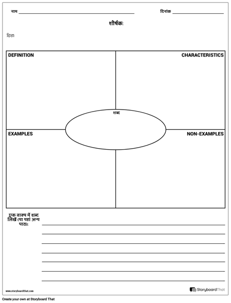 शब्दावली - लेखन के साथ Frayer मॉडल