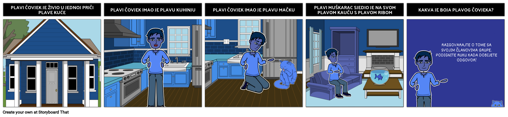 Blue Man Riddle Storyboard por hr-examples