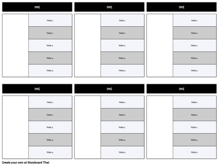 Karta znakova 5 polja predloška