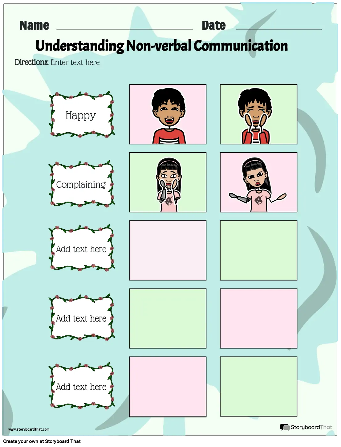 Neverbalna Komunikacija Storyboard od Strane hr-examples