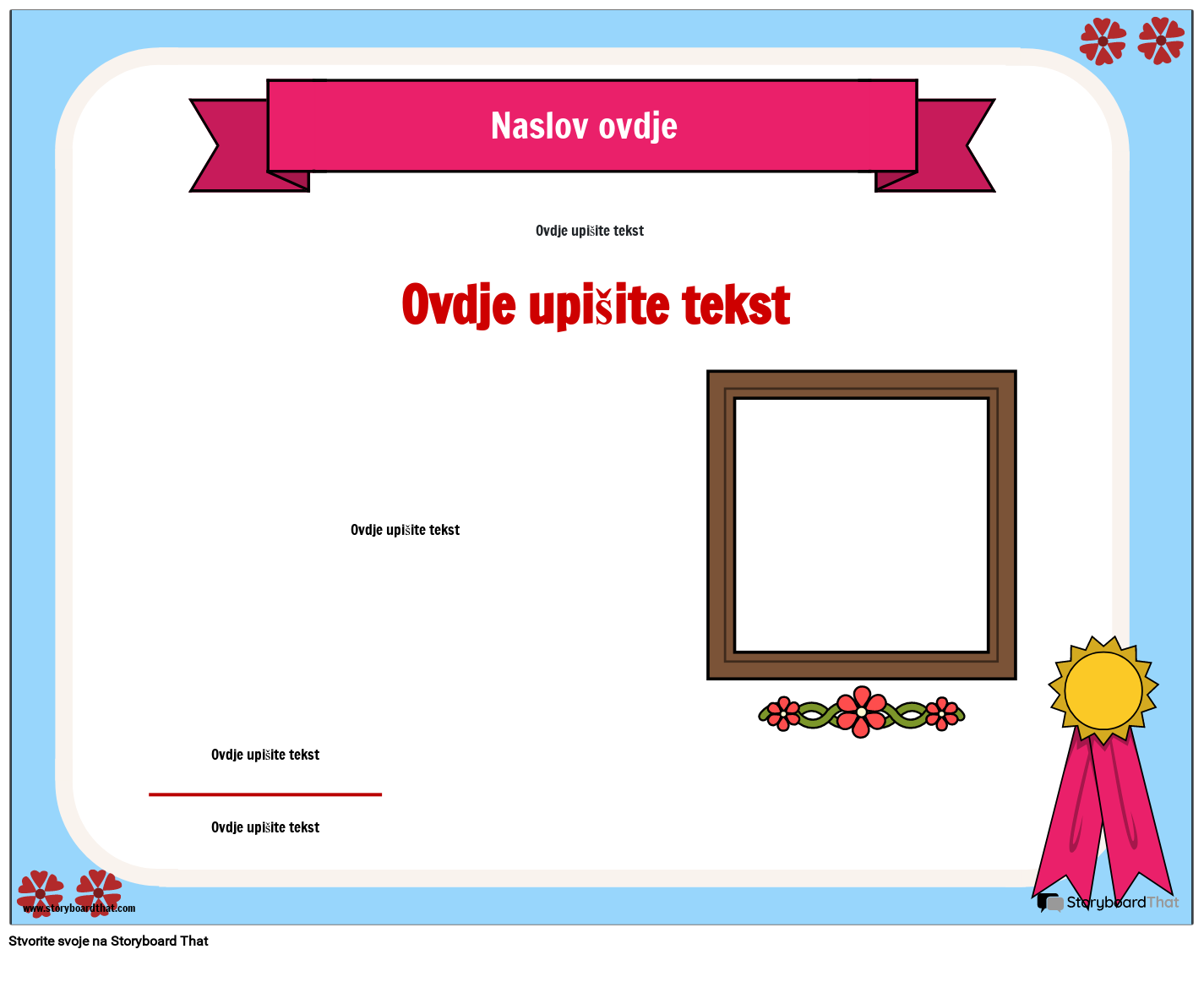 Predložak Certifikata za Nagradu Najbolja Mama