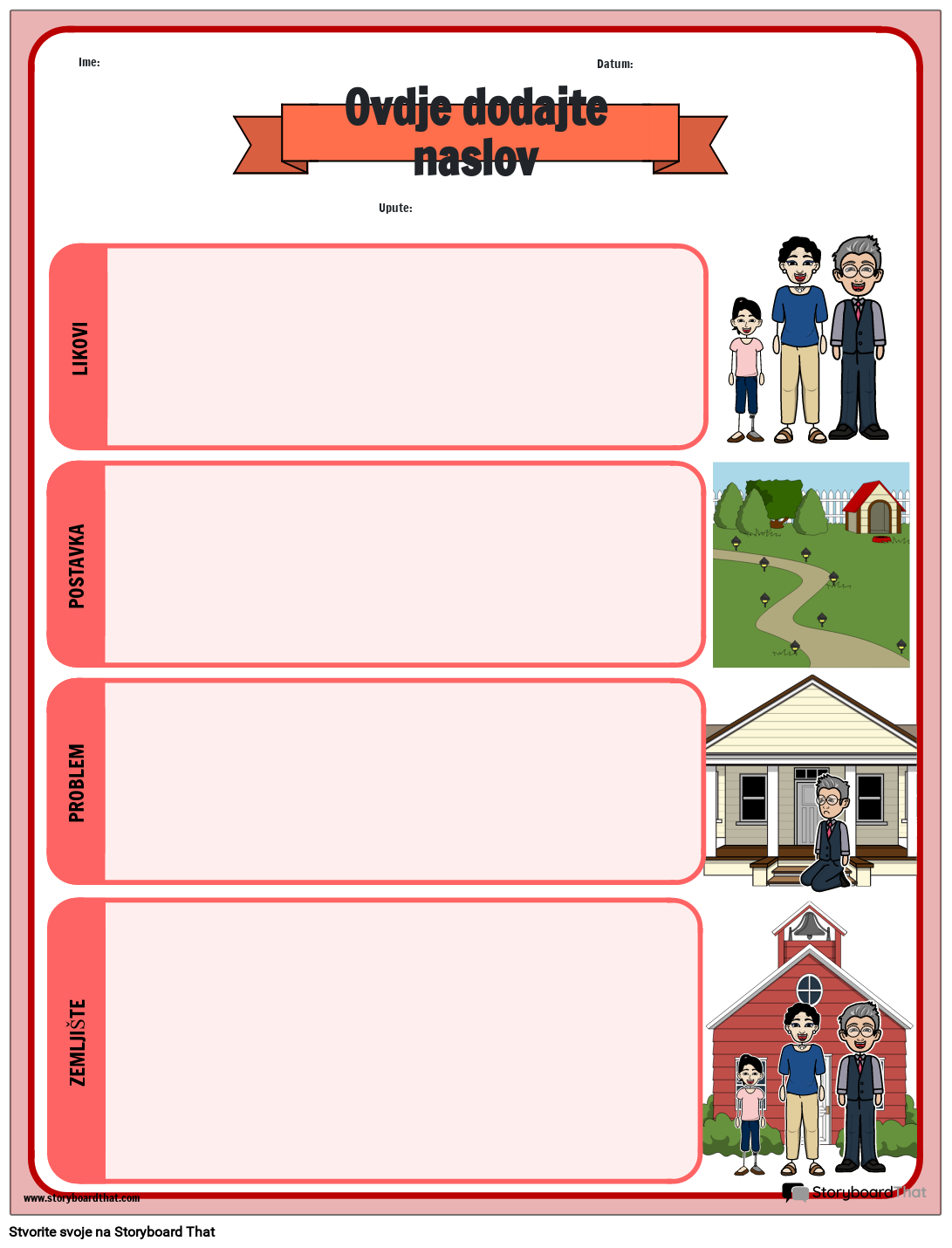 Radni List s Elementima Priče za Ispis Storyboard