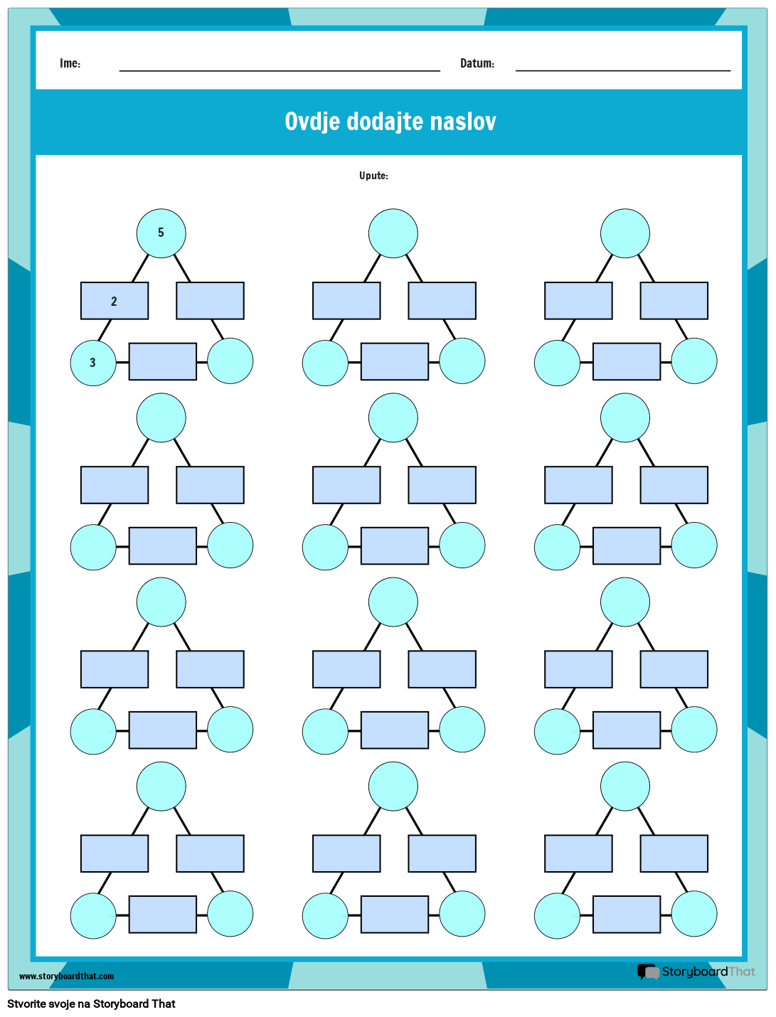 Radni List za Slagalicu Trokuta Arthmogon Storyboard