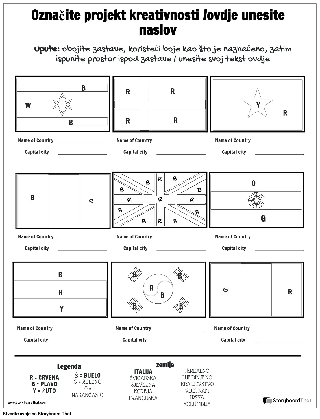 Radni list Zastava za ispis Storyboard by hr-examples