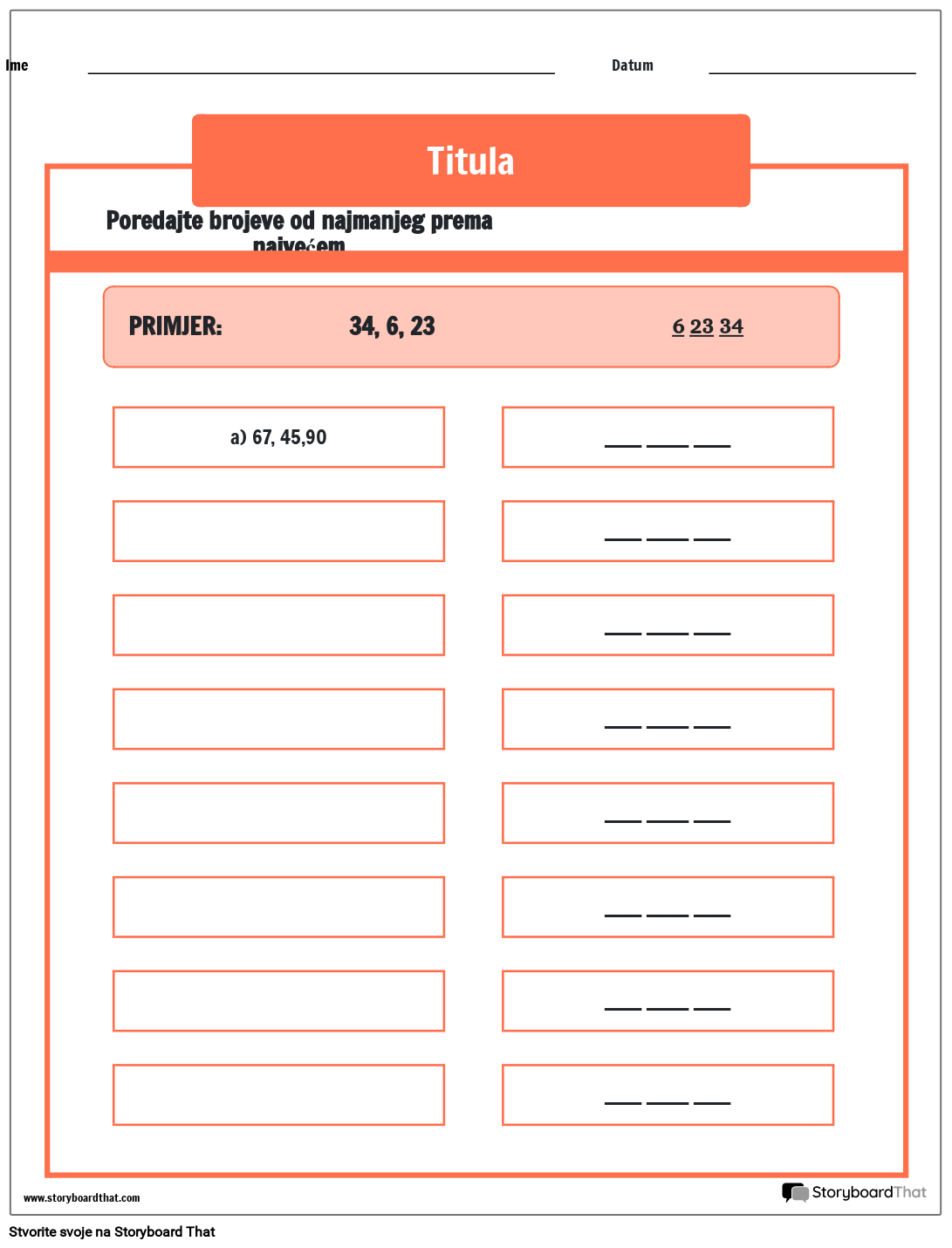 Redni Brojevi 1 100 Radni List Storyboard Por Hr examples