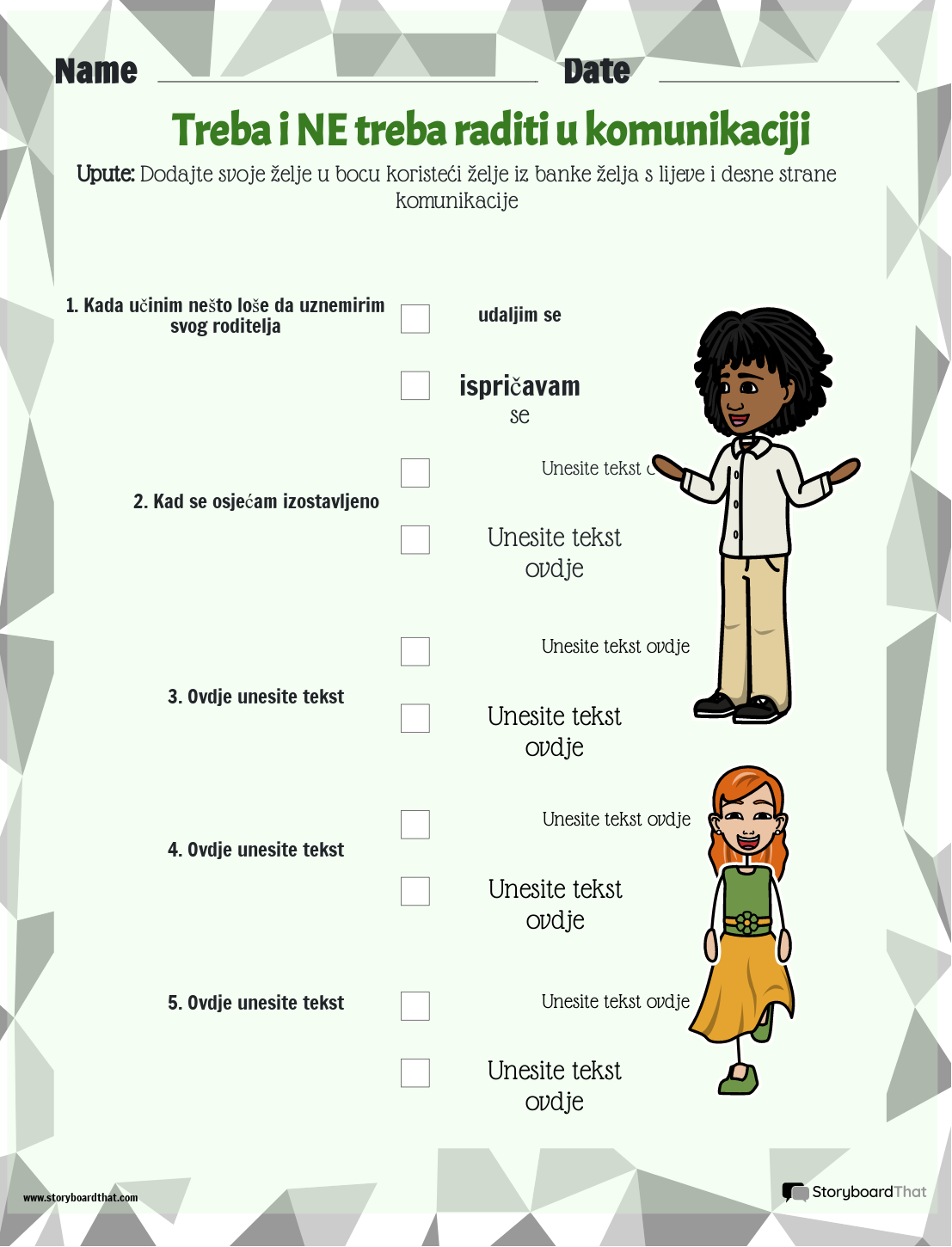 Treba I NE Treba Raditi U Komunikaciji Storyboard