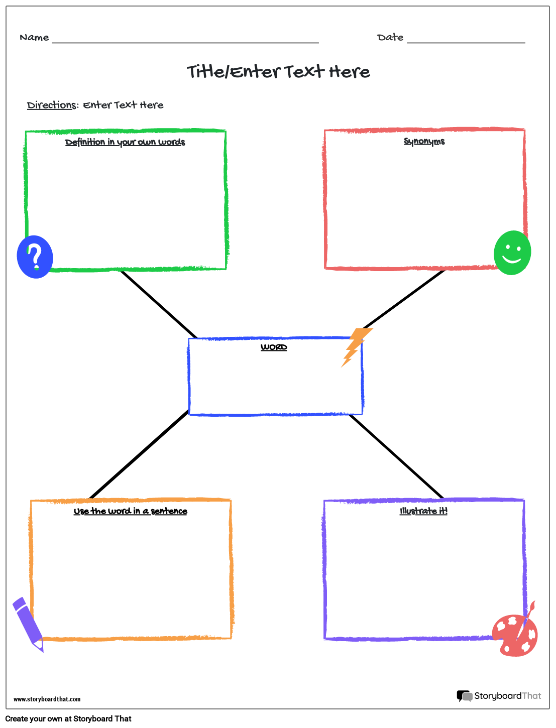 Vocabulary Spider Map Portrait