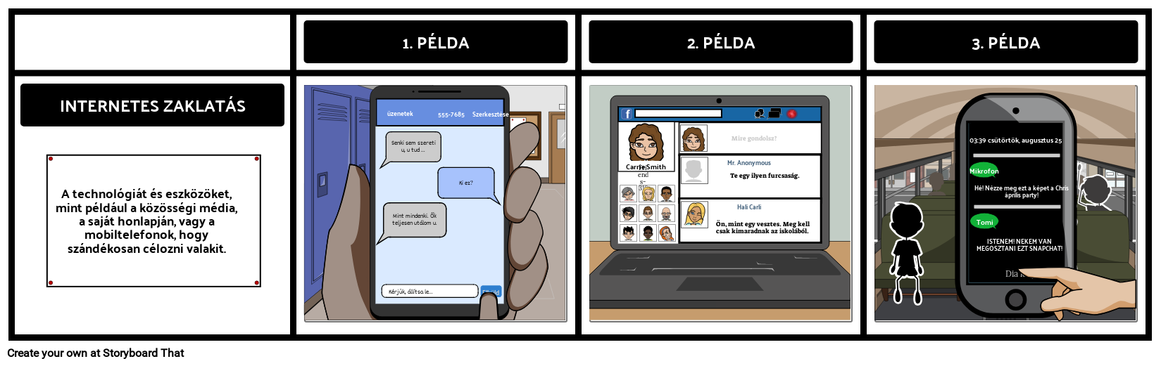 Internetes Zaklatás Storyboard von hu-examples