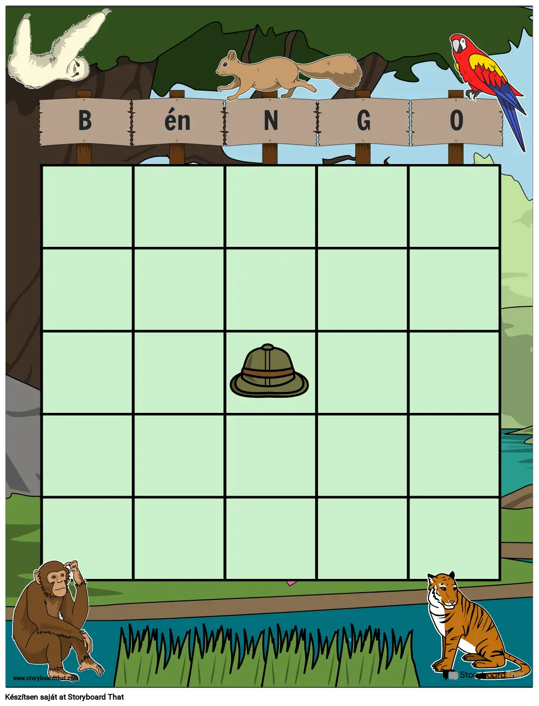 Nyomtatható Bingo Card Jungle