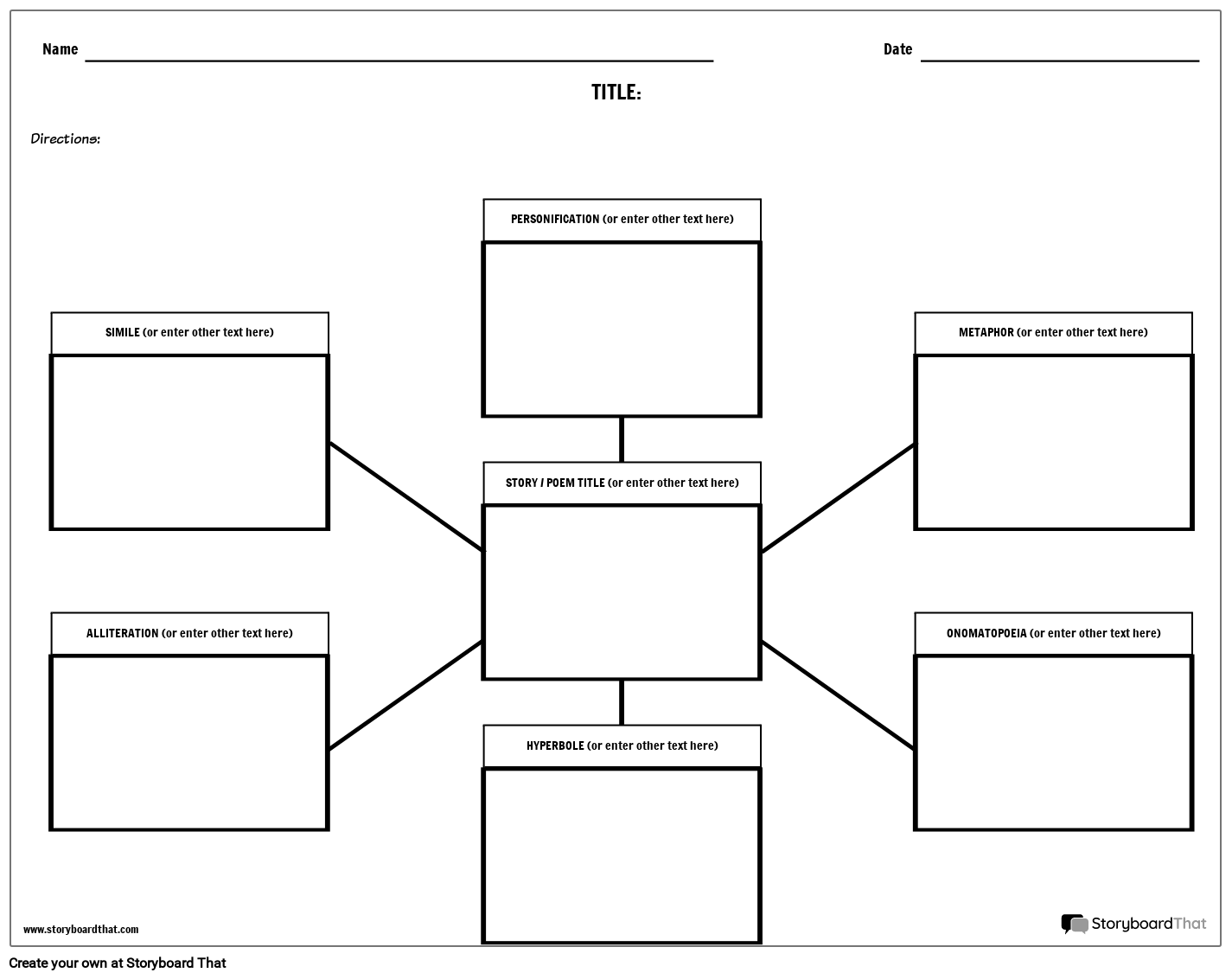 Spider Chart Figurative Language Graphic Organizer