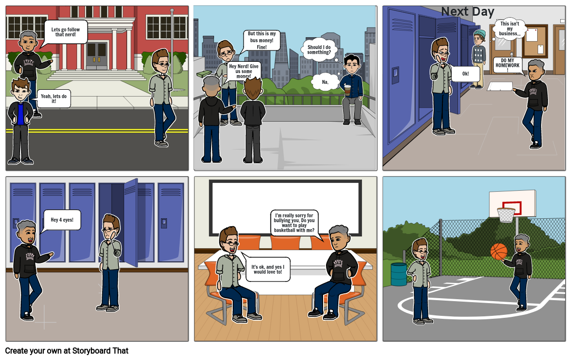 Bullying Comic Strip Storyboard by hwigma26