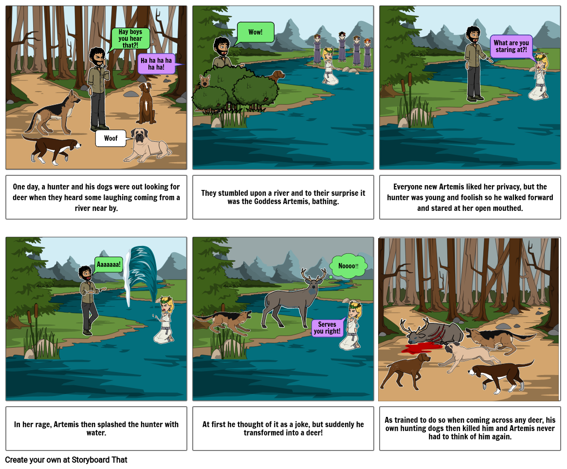 Artemis and the deer hunter Storyboard by igt
